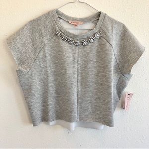 Philosophy Large Gray Crop Top with Rhinestones